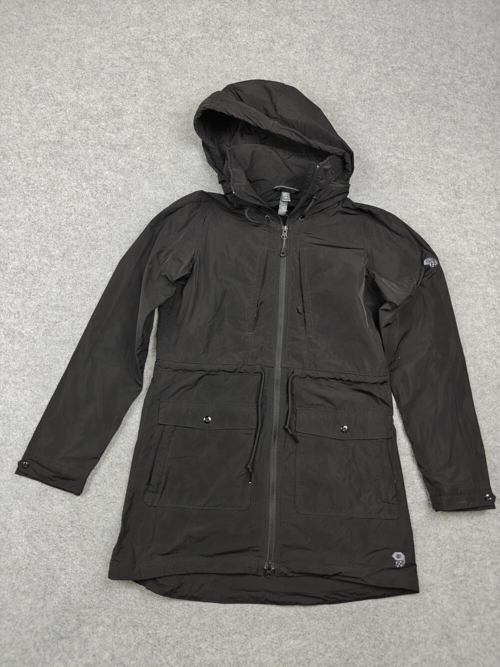 Mountain Hardwear Coat Womens Small Black Parka Hooded Full Zip Zipped Pockets